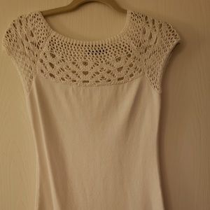 White woven mesh top dress